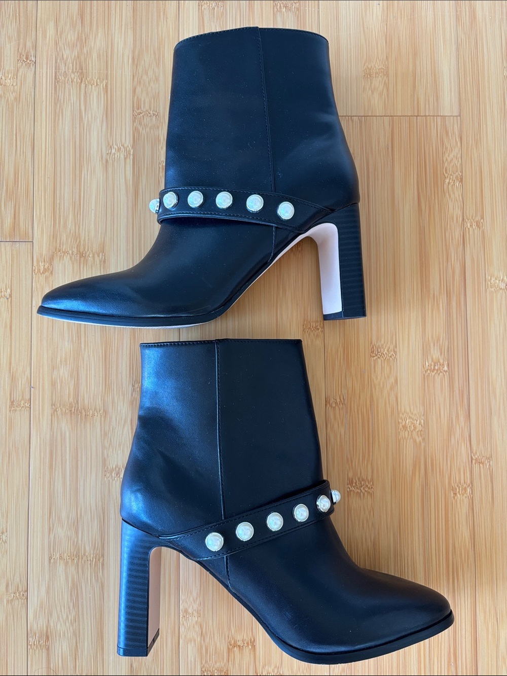 XOXO Black Ankle Boots with Pearl-Stud accent